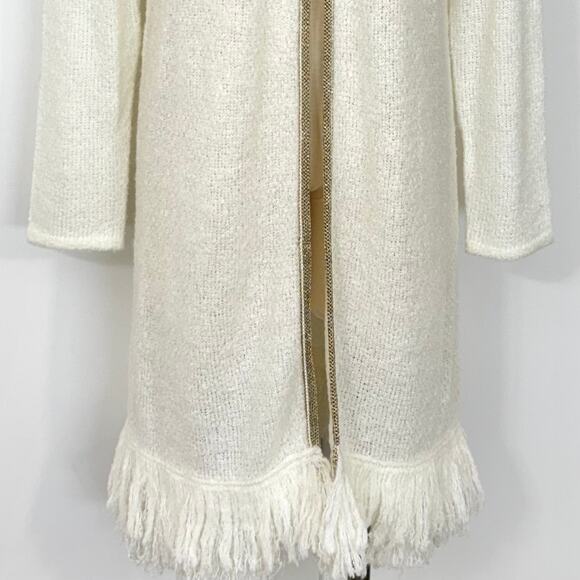 Lilly Pulitzer Yana Long Cardigan Sweater Open-Front Fringe in Coconut L NWT - Picture 3 of 10